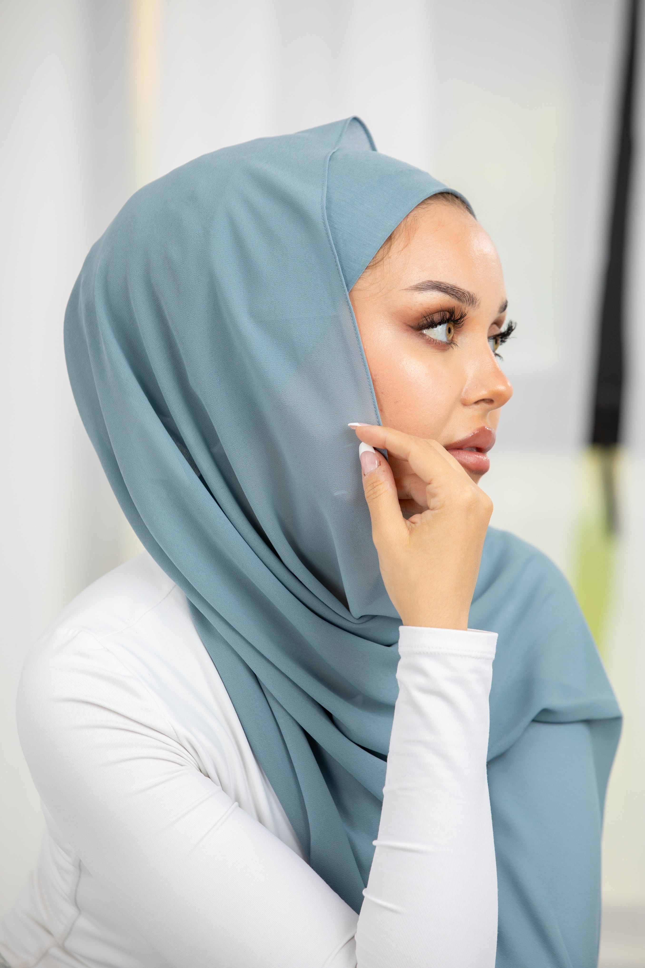 Matching Hijab Magnet Set - Blue Smoke