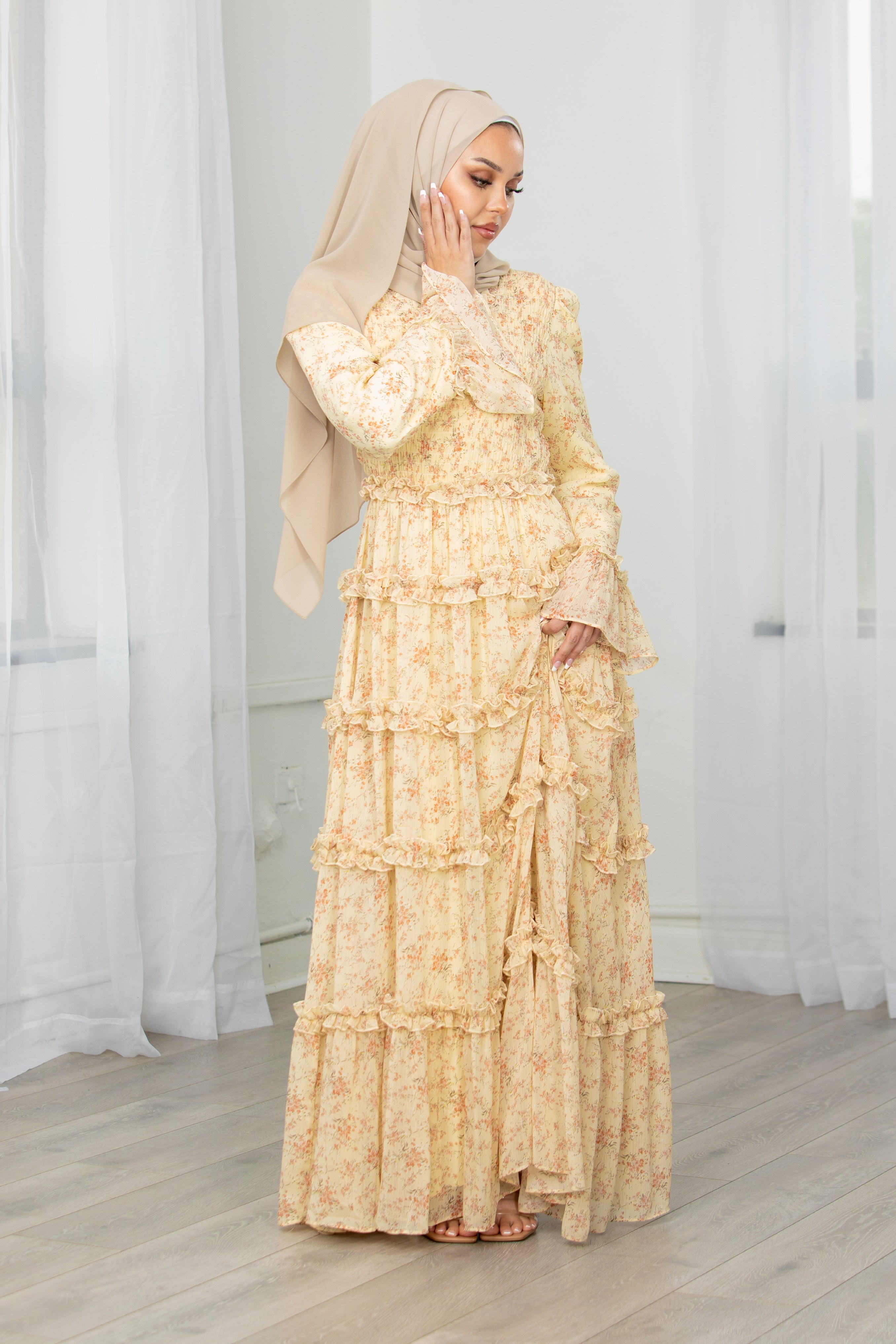 Peach dress with hijab hotsell