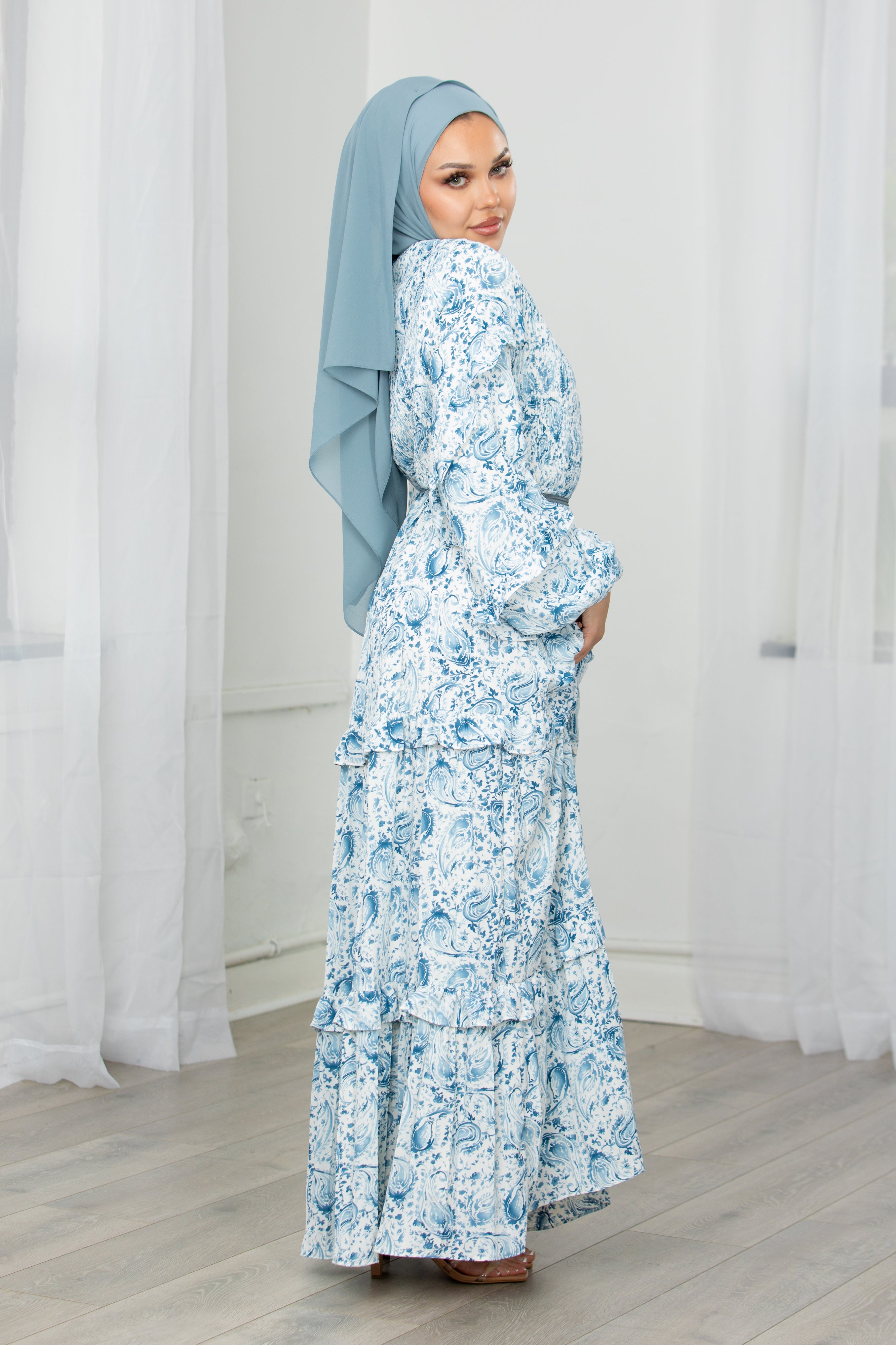 Amal Paisley Dress - Blue