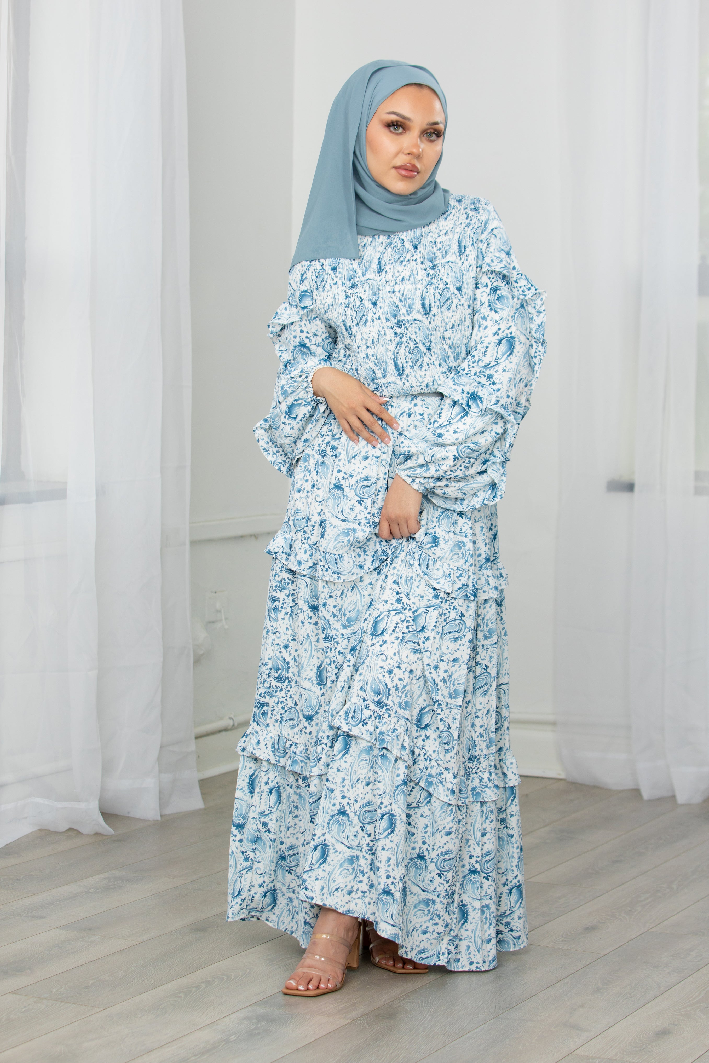 Amal Paisley Dress - Blue