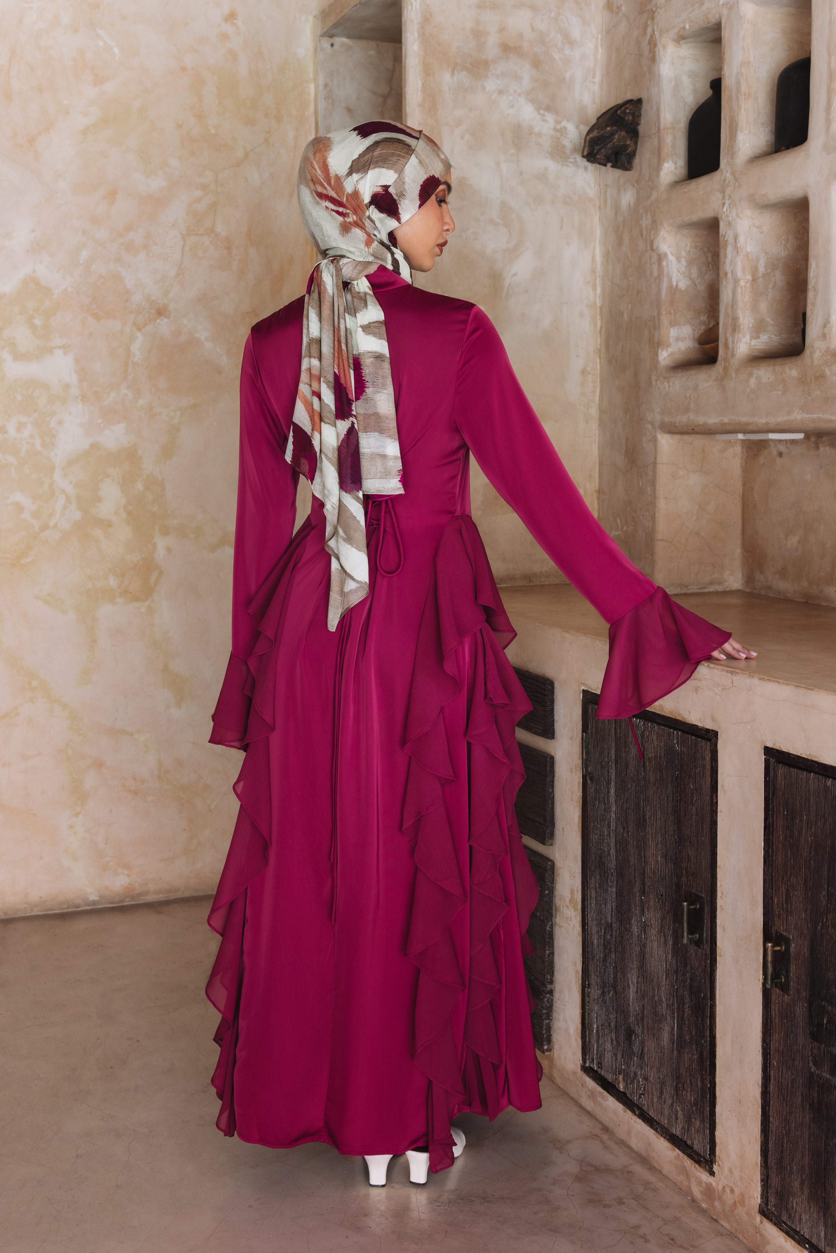 Alyah Satin Maxi Dress - Malbec