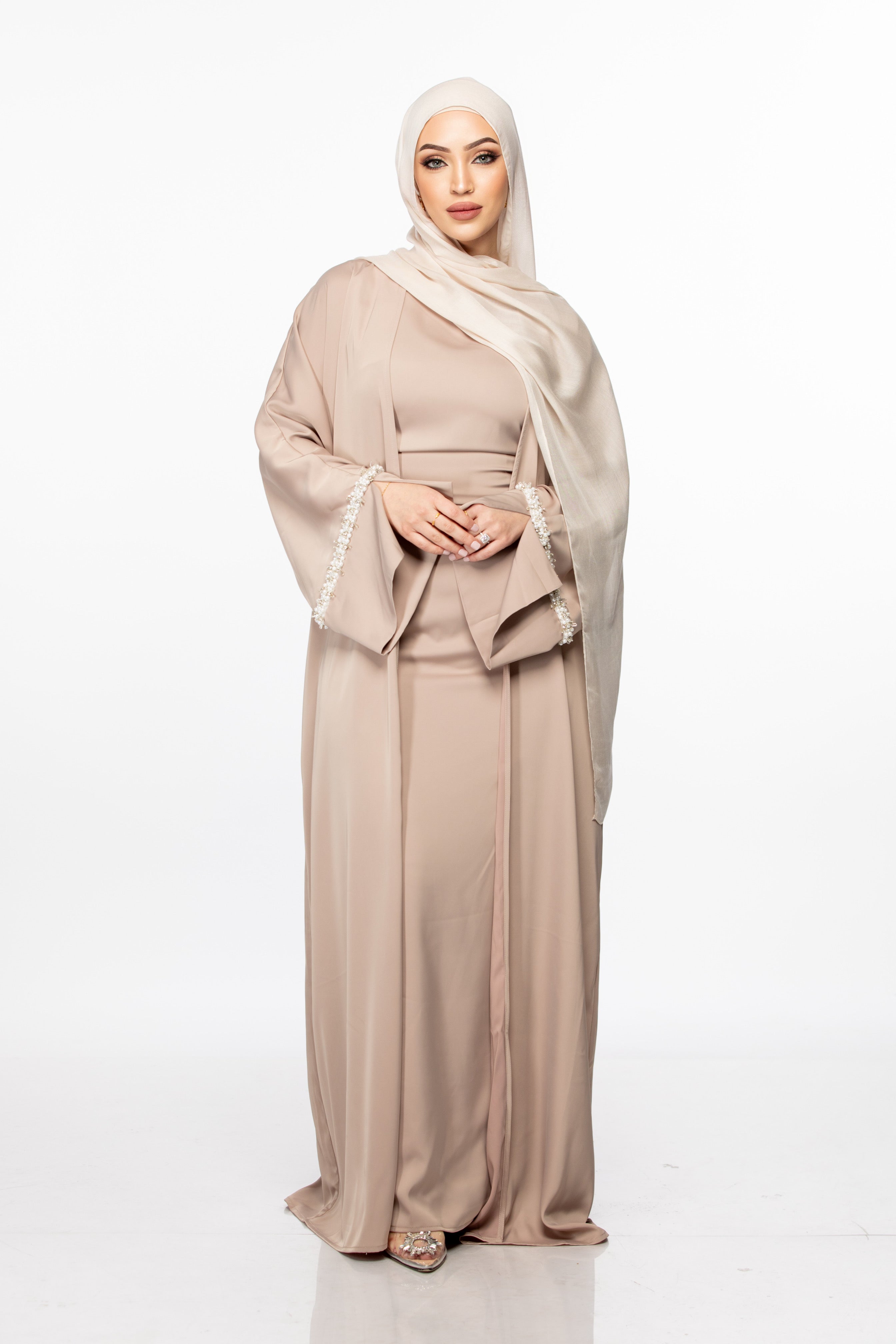 Isabella Pearl Abaya Set - Sand