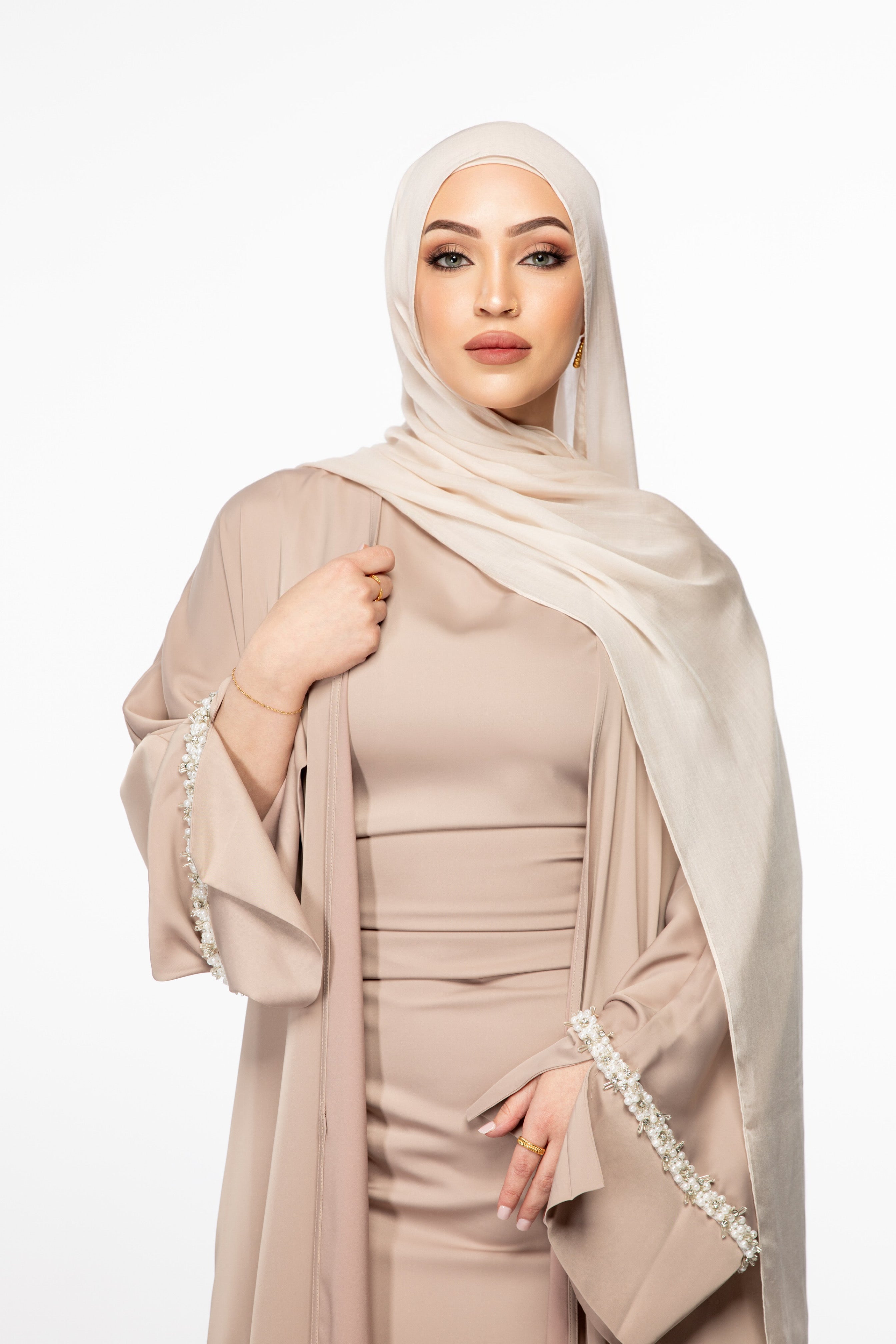 Isabella Pearl Abaya Set - Sand