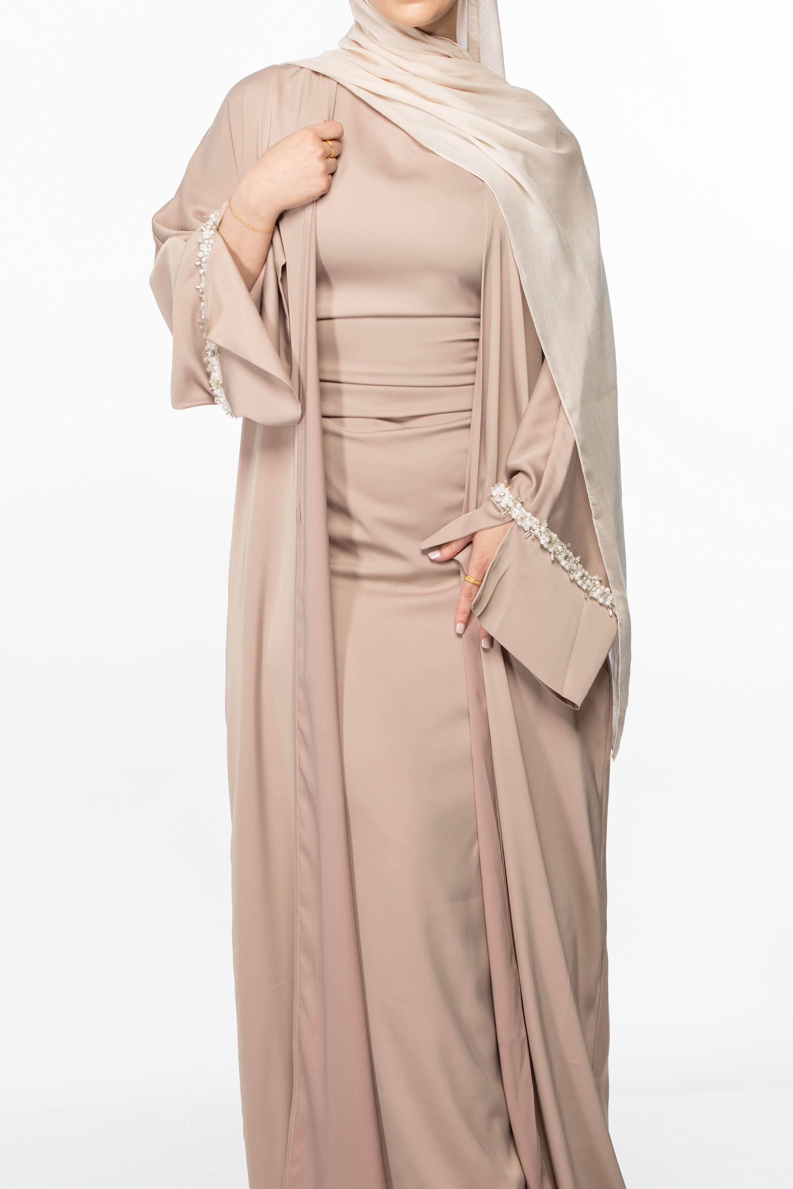 Isabella Pearl Abaya Set - Sand