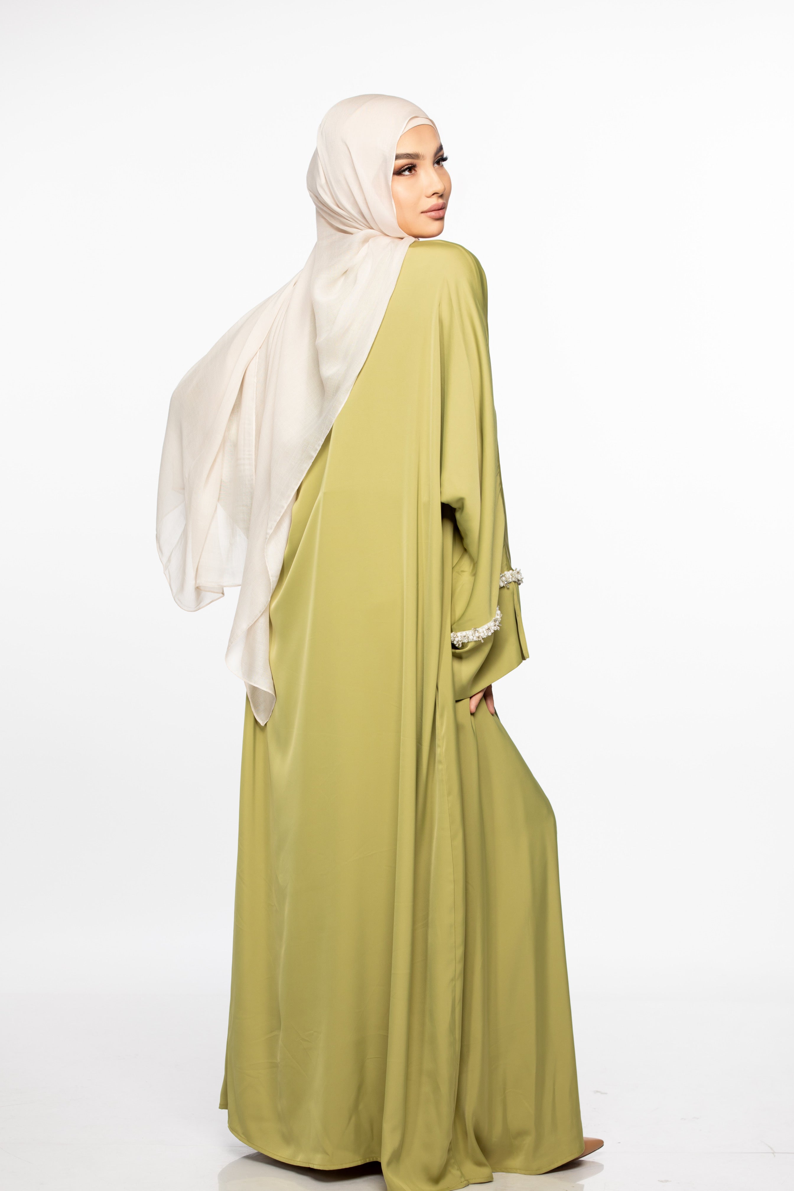 Isabella Pearl Abaya Set - Cypress Green