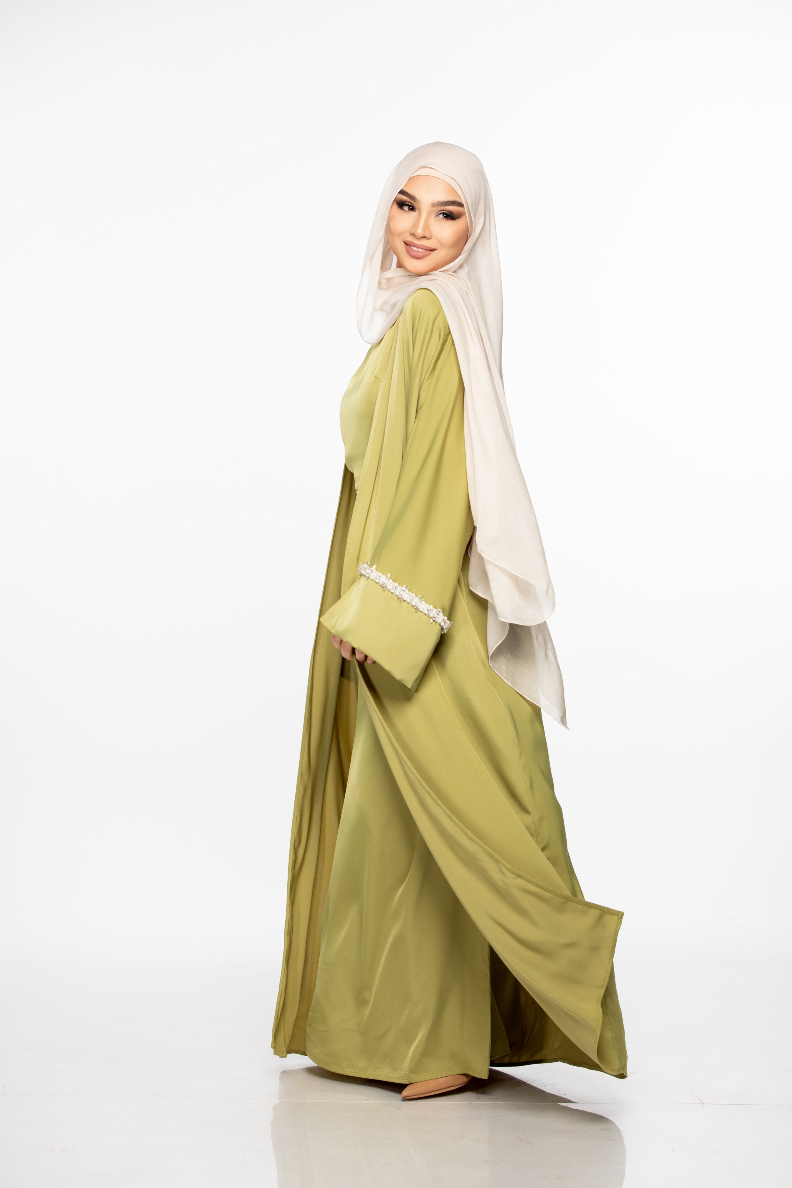 Isabella Pearl Abaya Set - Cypress Green