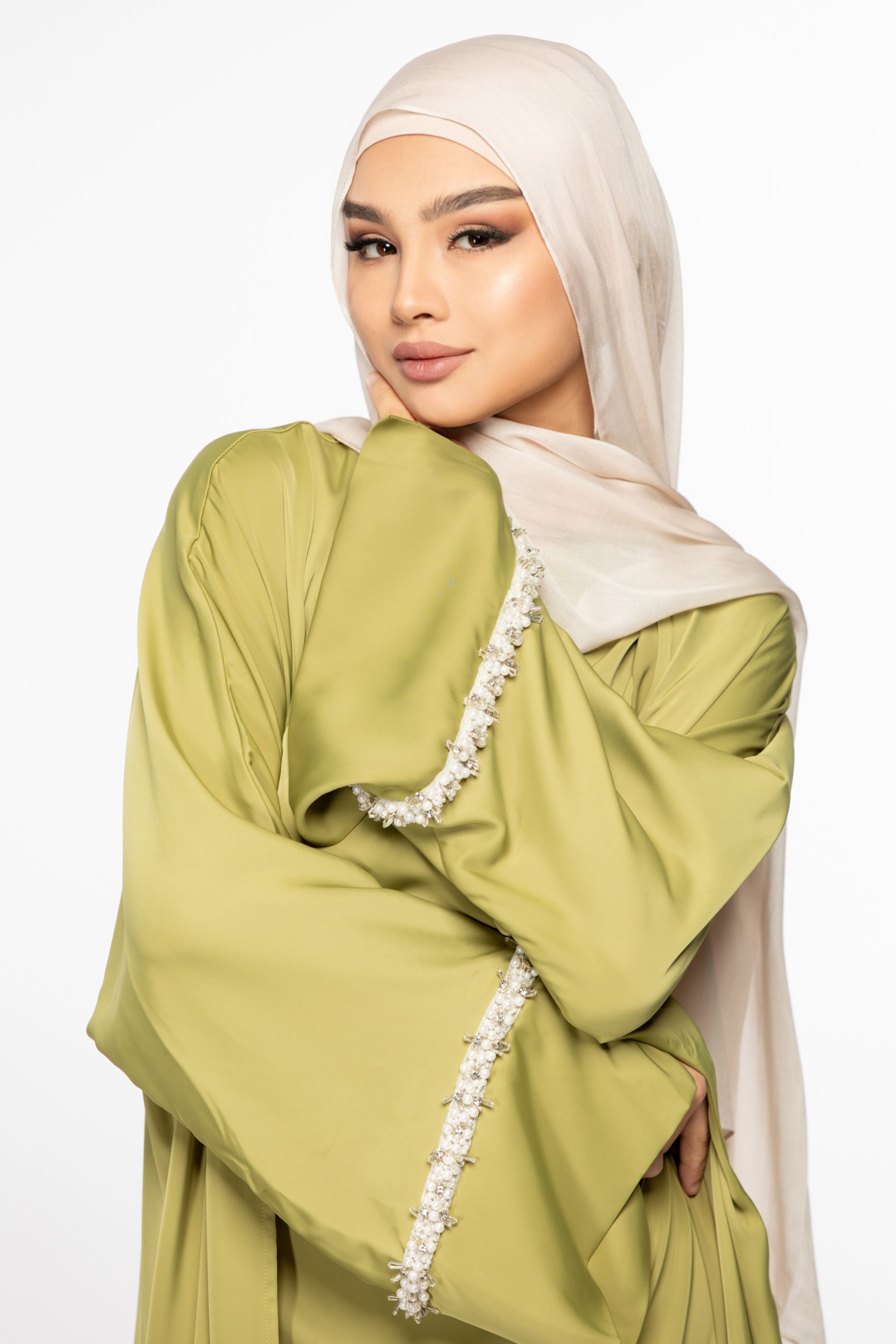 Isabella Pearl Abaya Set - Cypress Green