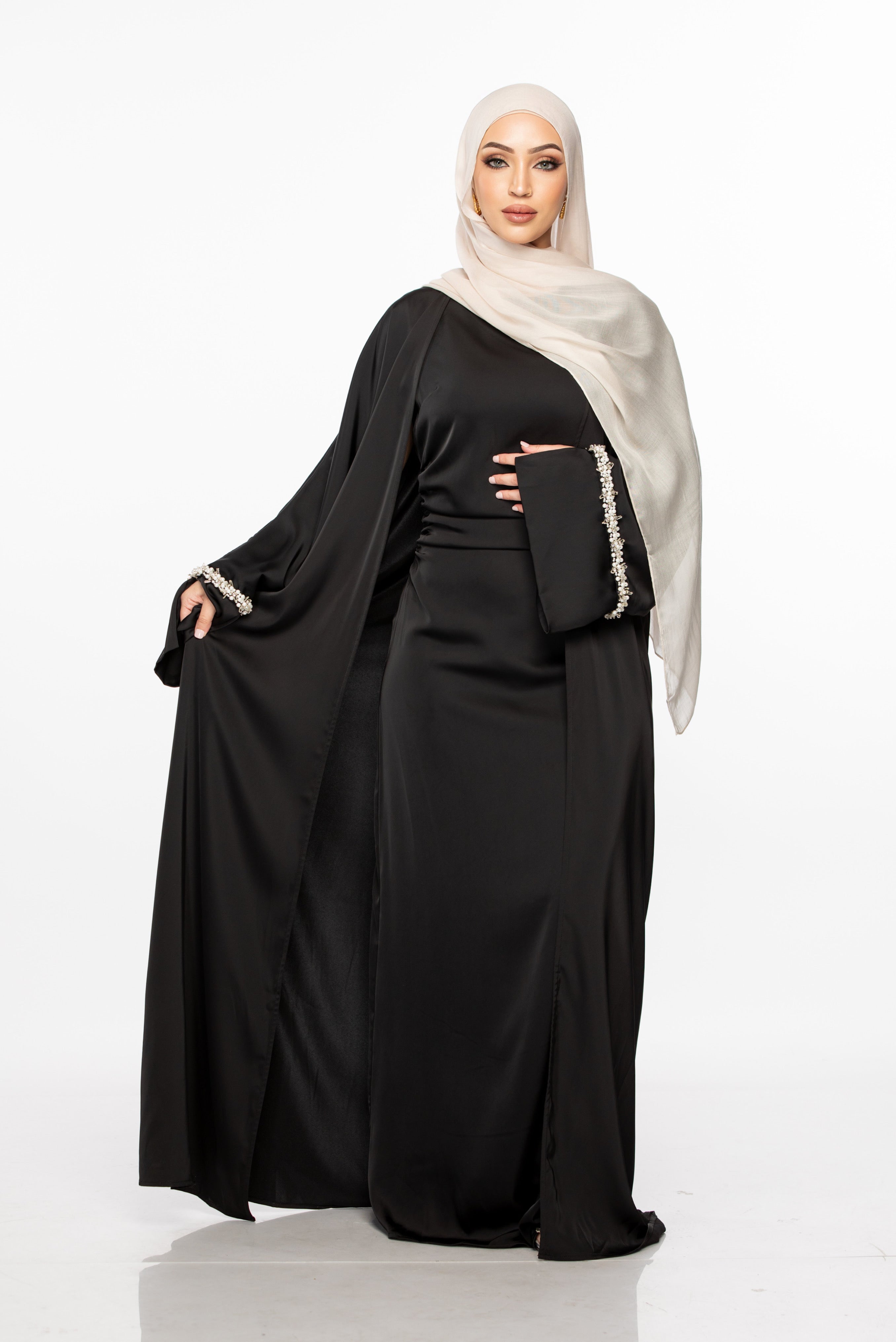 Isabella Pearl Abaya Set - Black