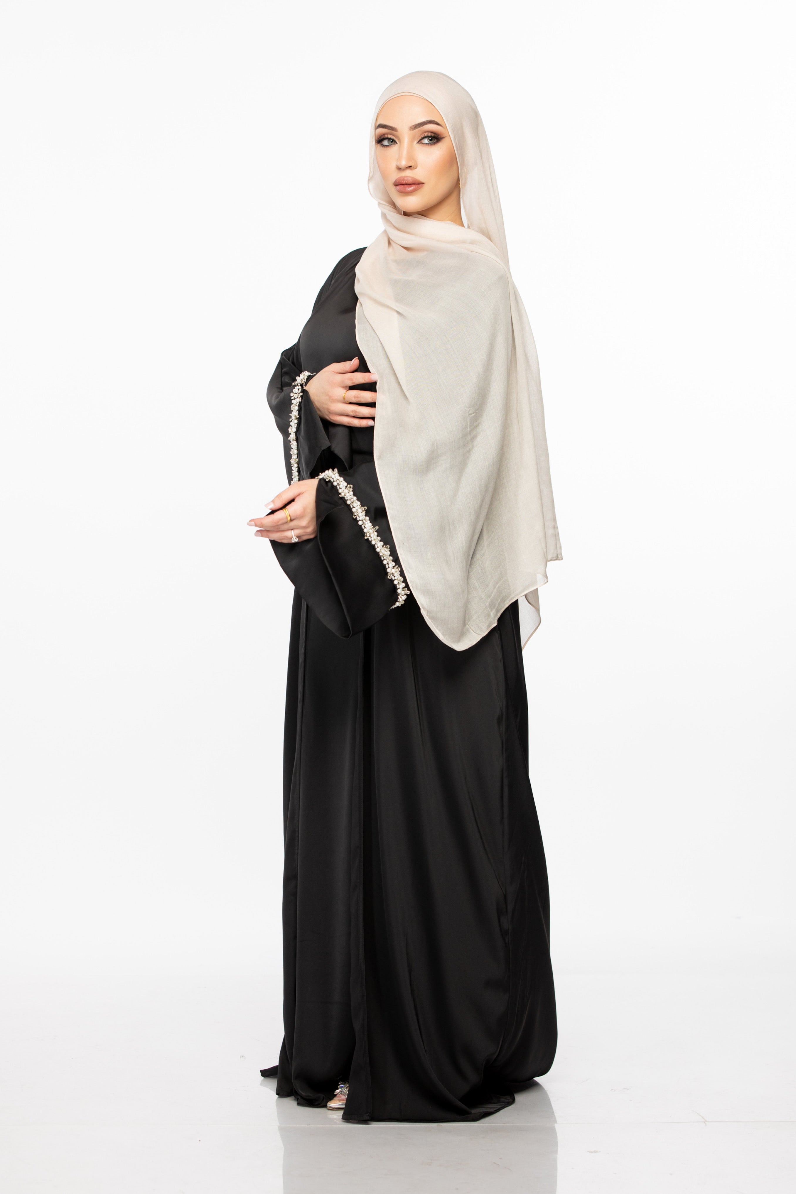 Isabella Pearl Abaya Set - Black