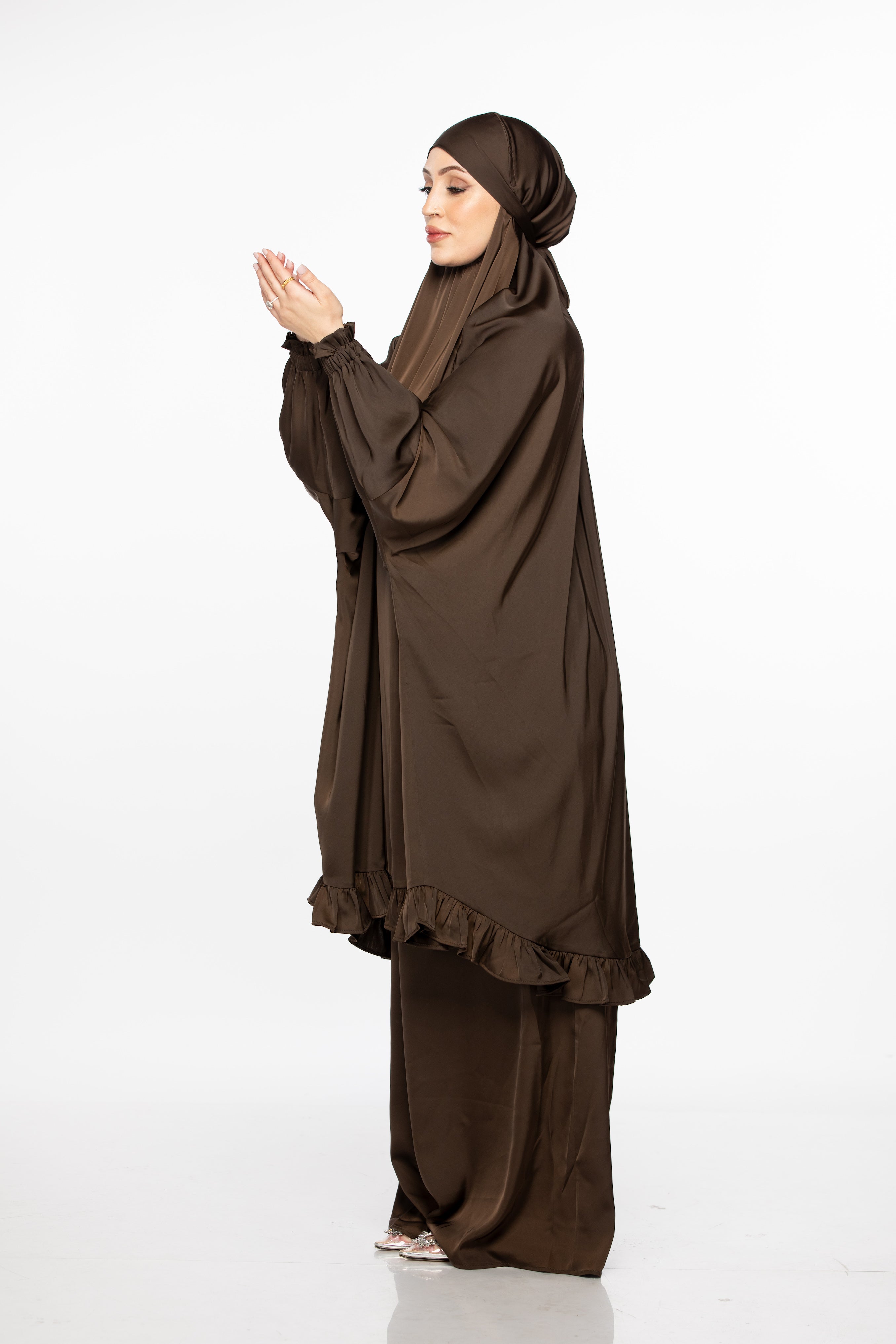 3 pc Satin Prayer Set - Deep Chocolate