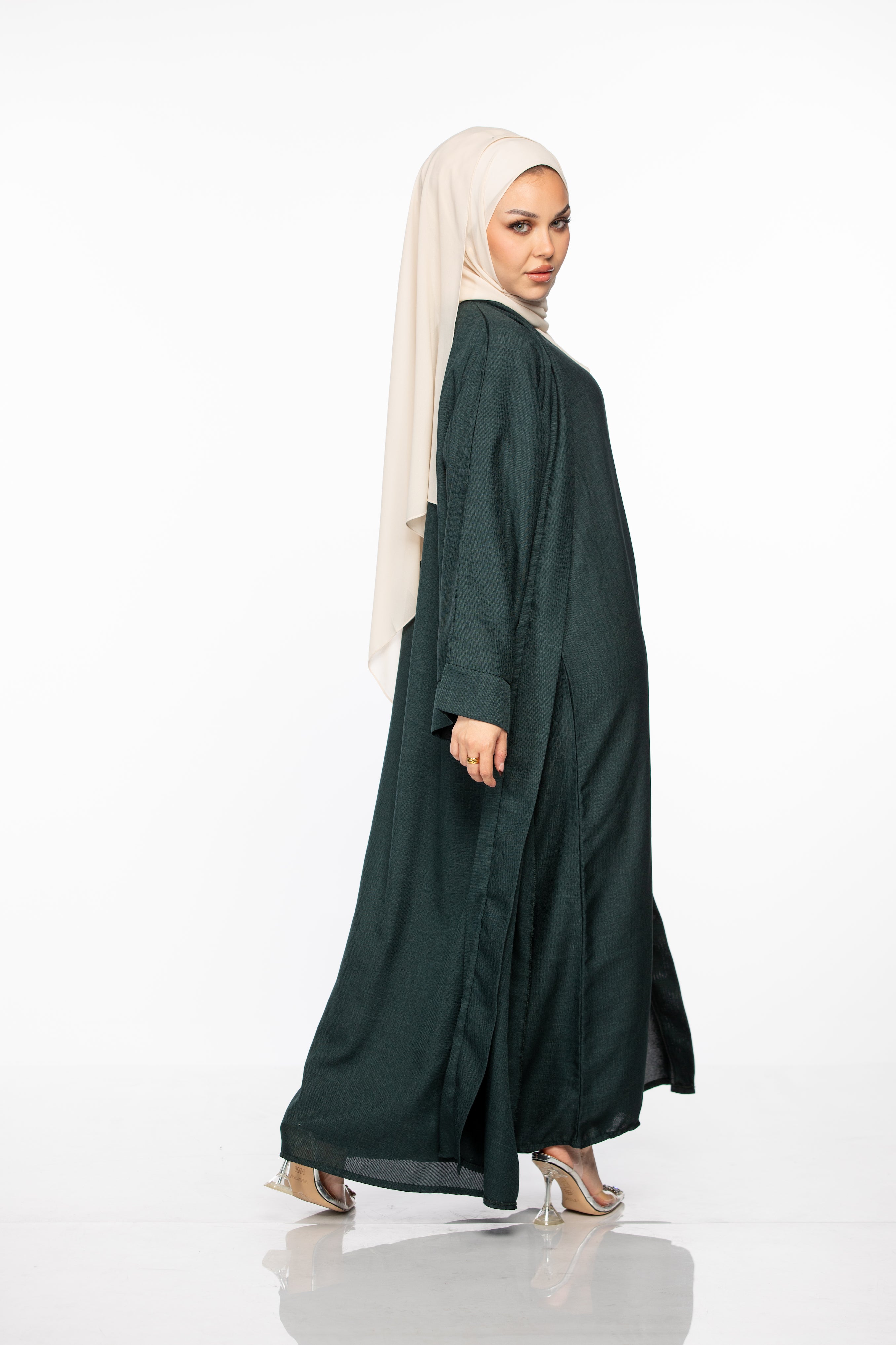 Israa Textured Abaya Set - Emerald