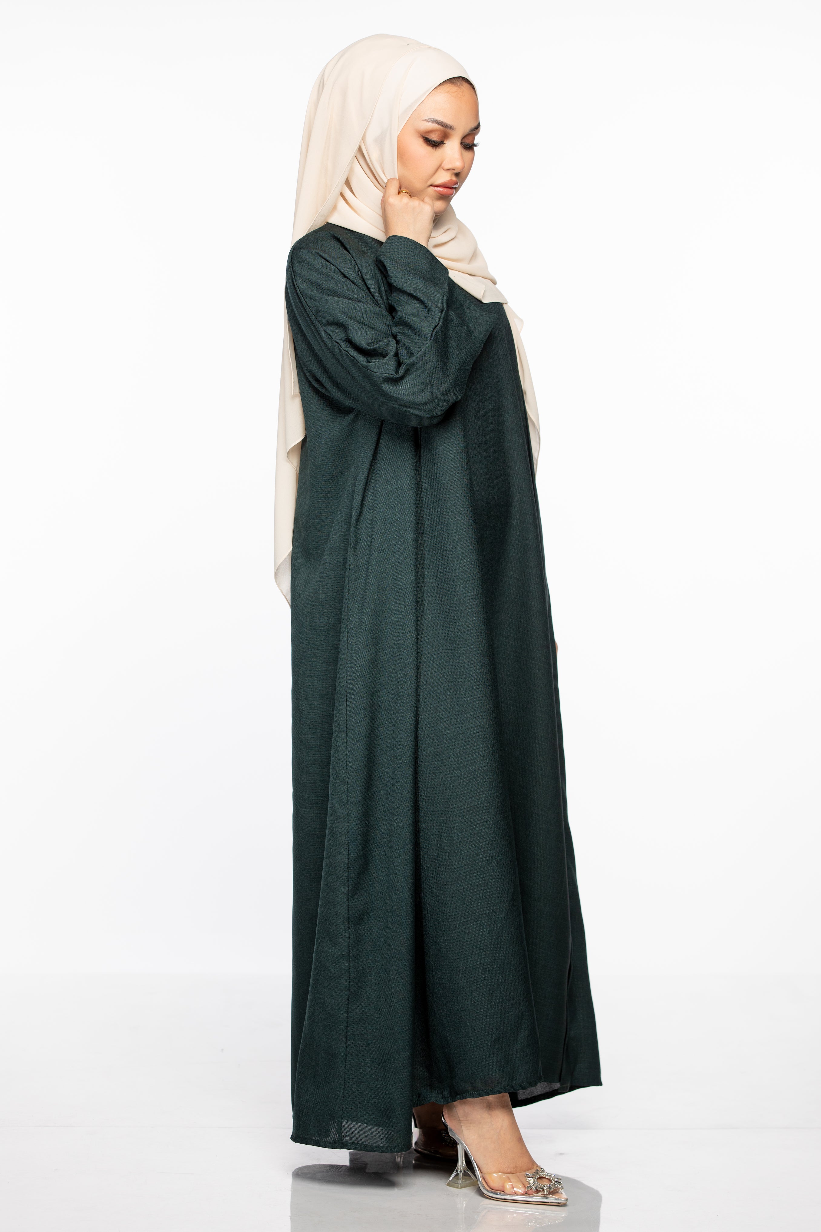 Israa Textured Abaya Set - Emerald