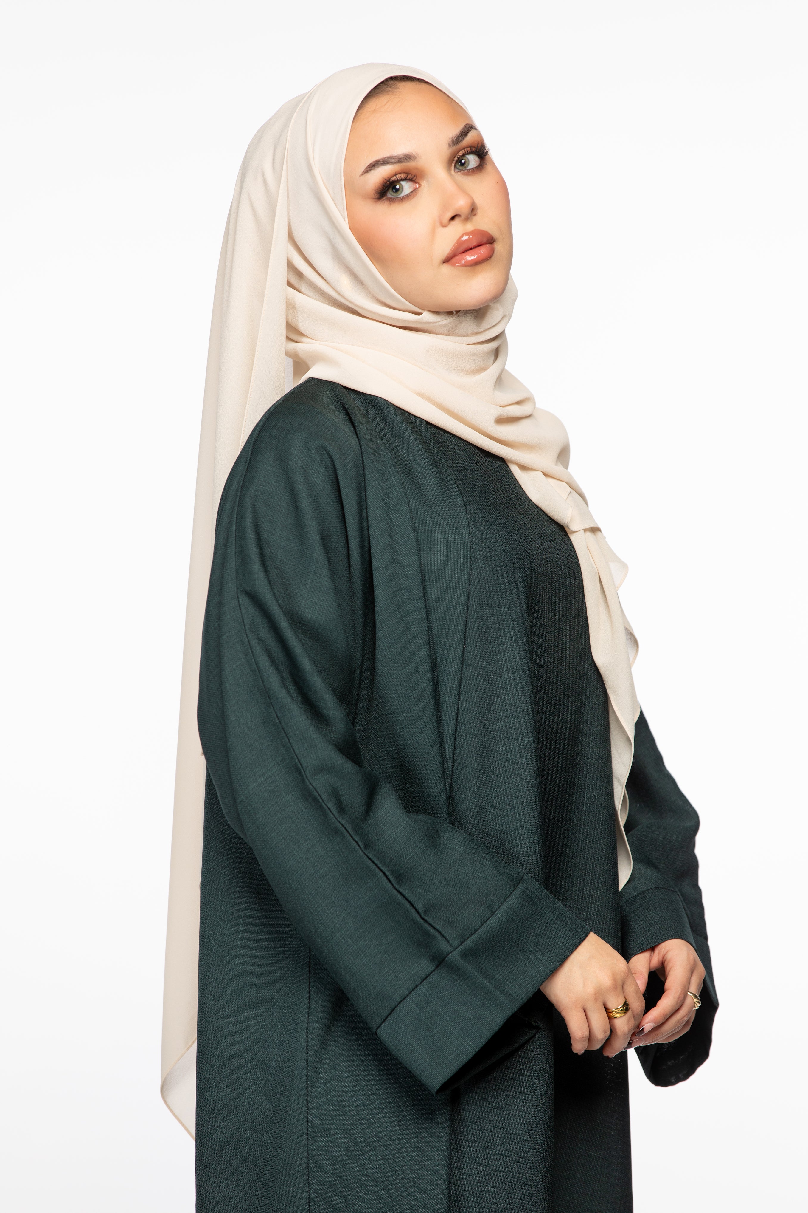 Israa Textured Abaya Set - Emerald