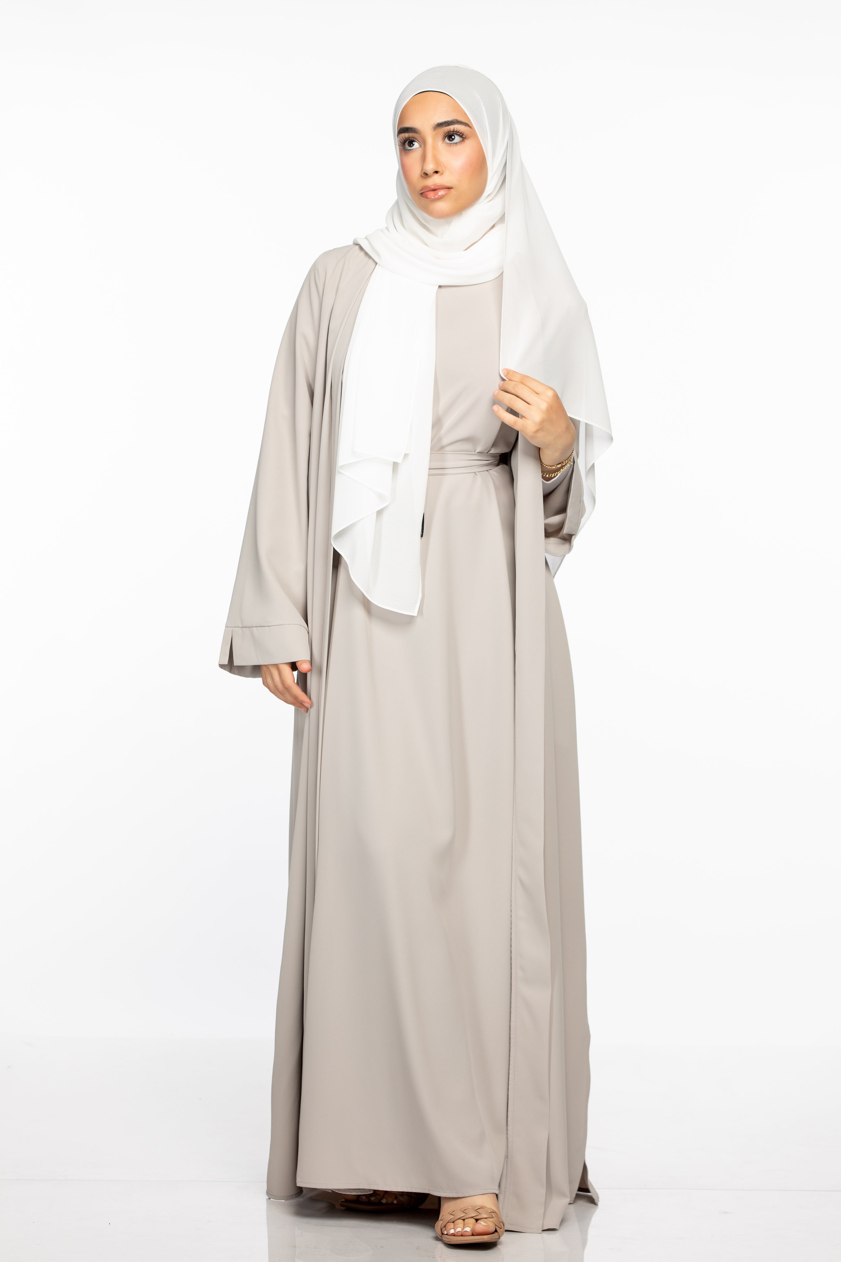 Marwa 3 piece Abaya Set - Grey