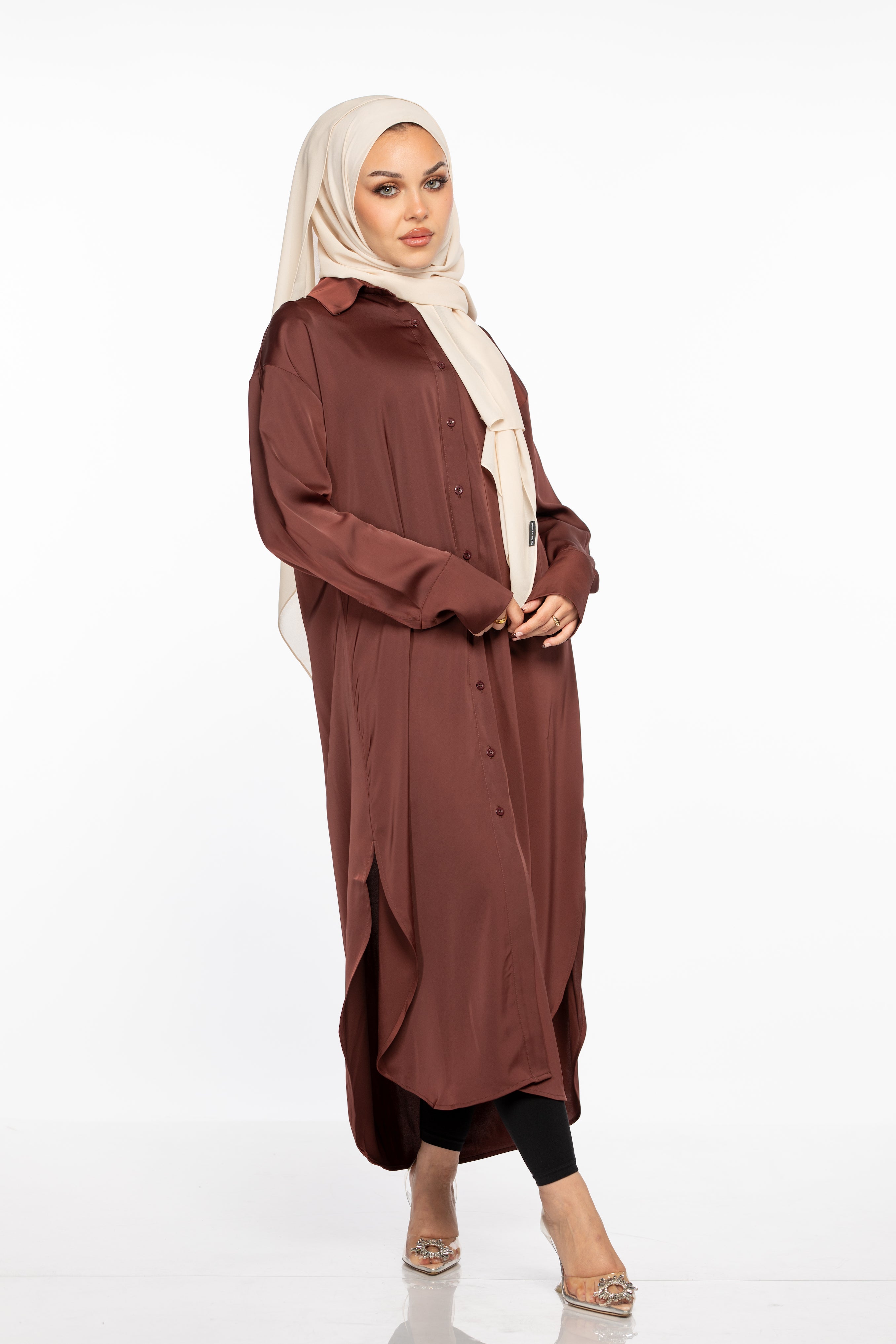 Laila Oversized Shirt Dress - Maroon