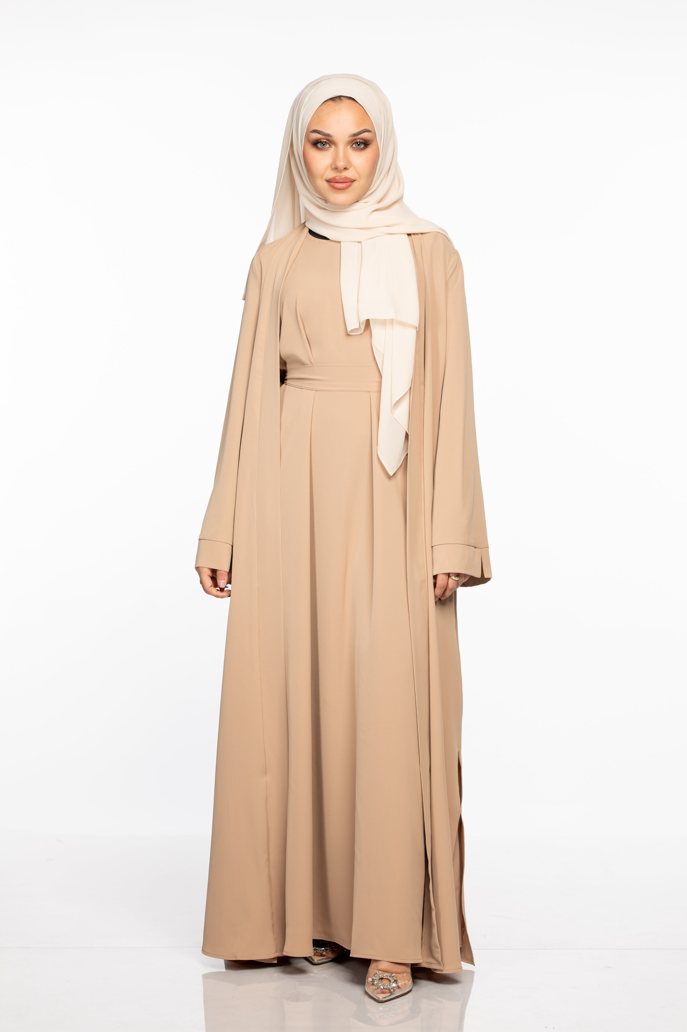 Marwa 3 piece Abaya Set - Tan