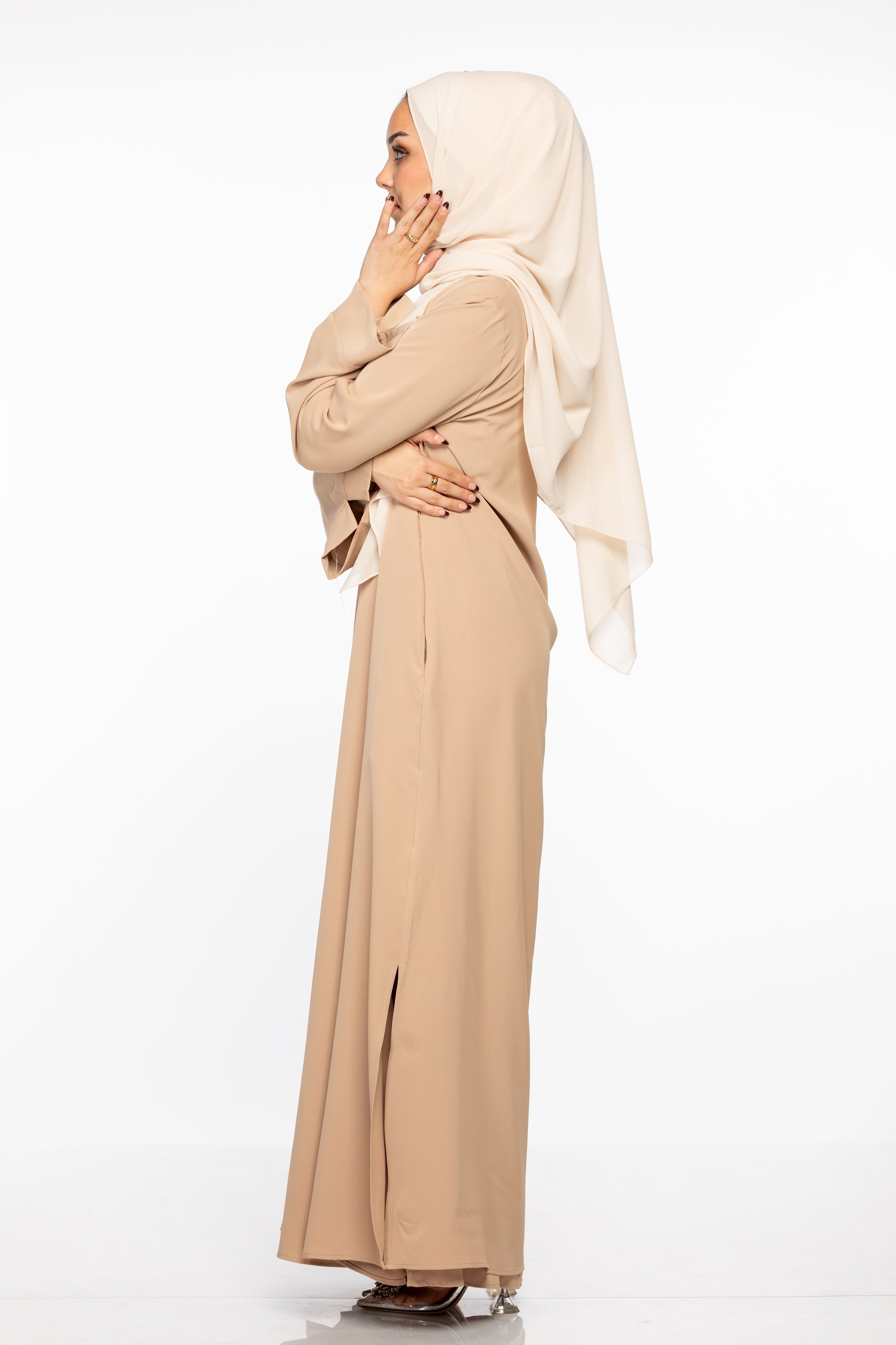 Marwa 3 piece Abaya Set - Tan