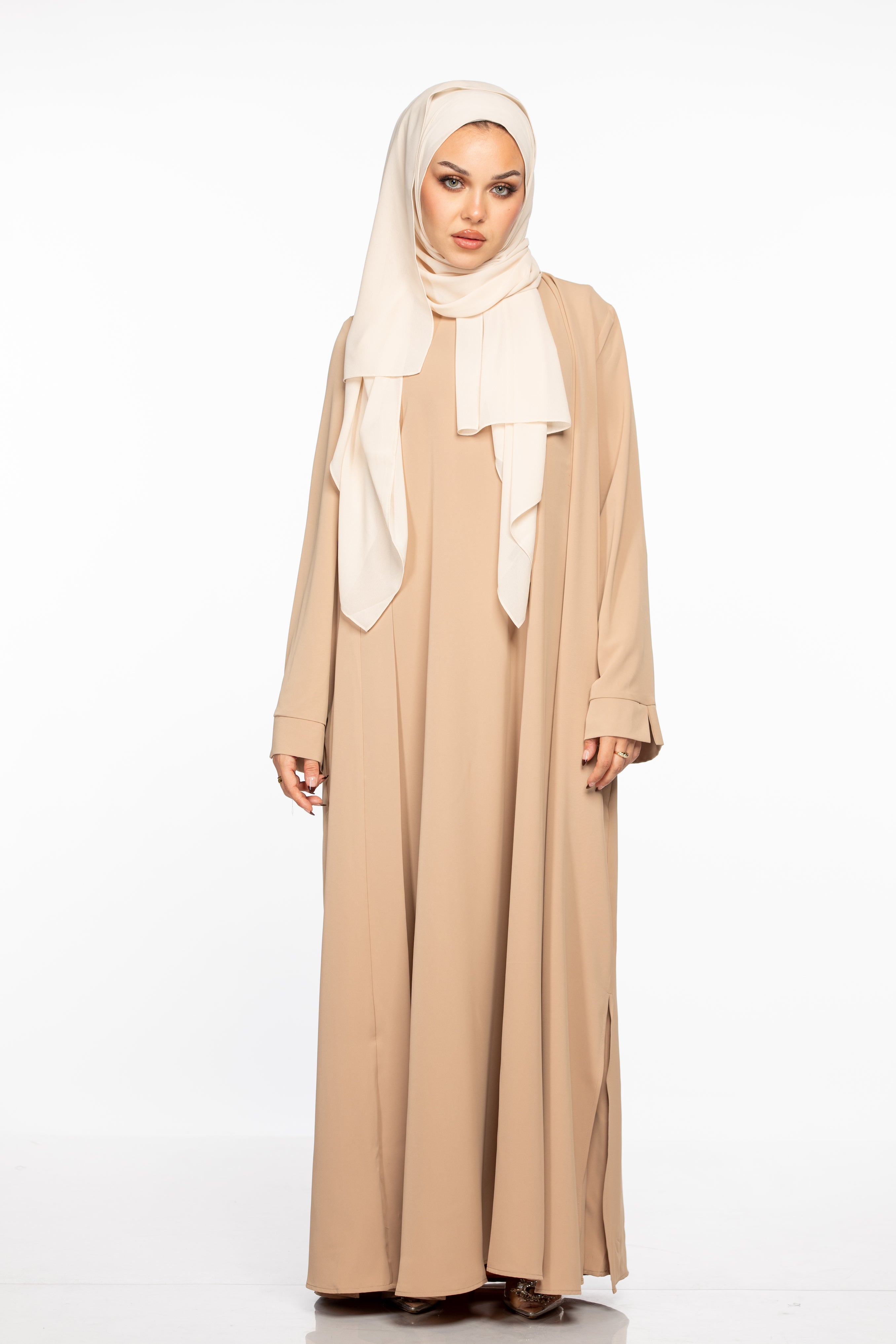 Marwa 3 piece Abaya Set - Tan