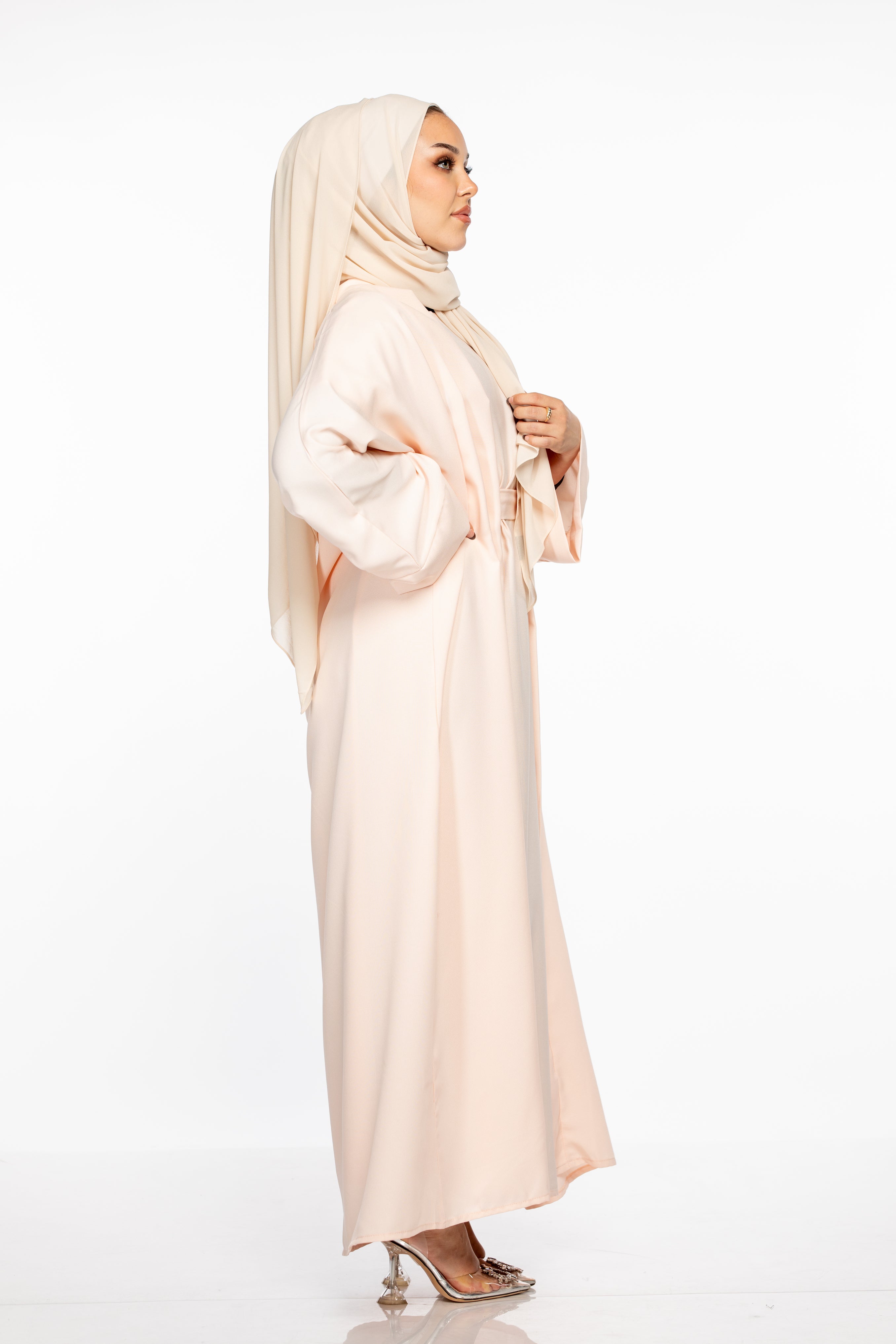 Israa Textured Abaya Set - Misty Rose