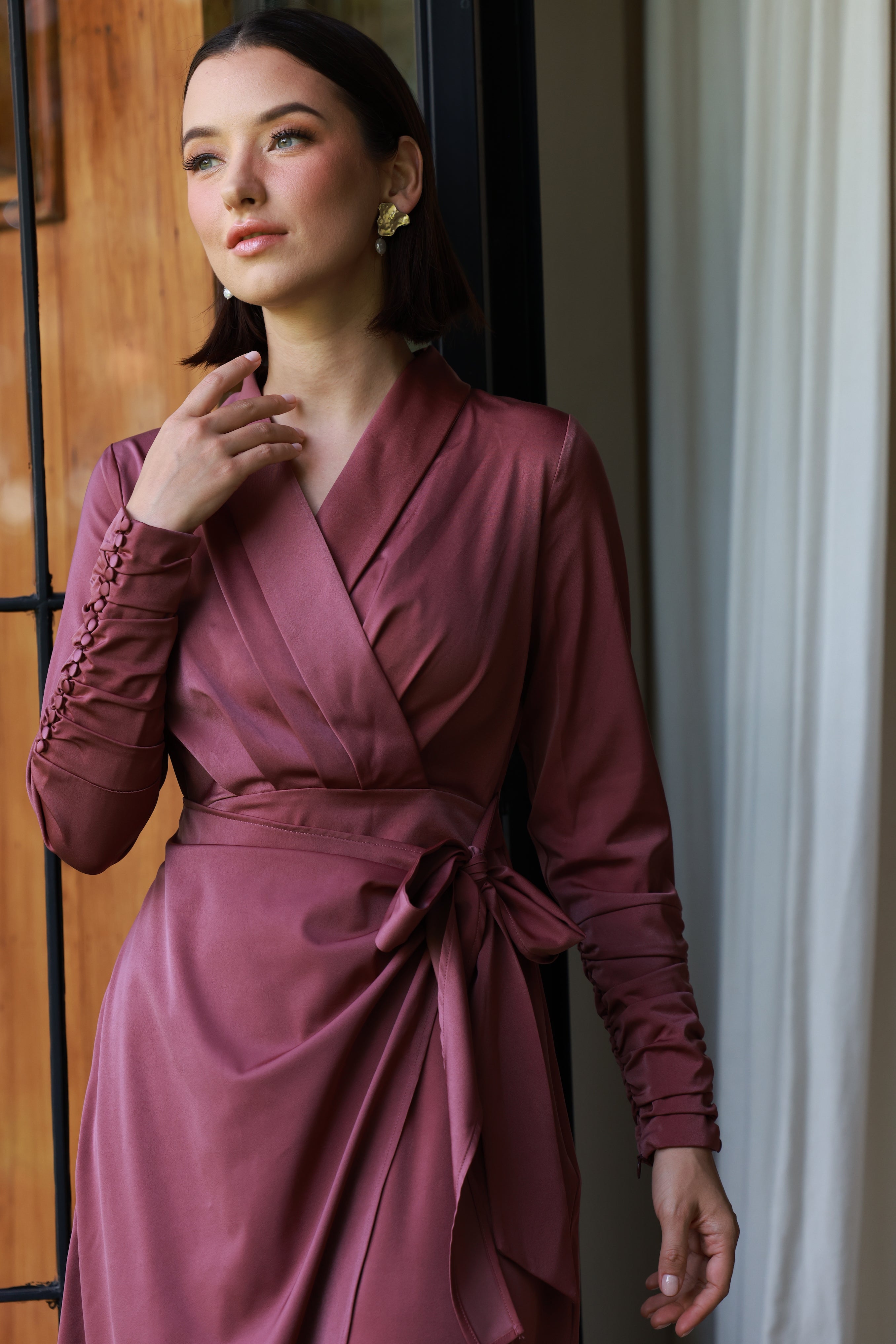 HAYAT TIE DRESS - ROSEWOOD