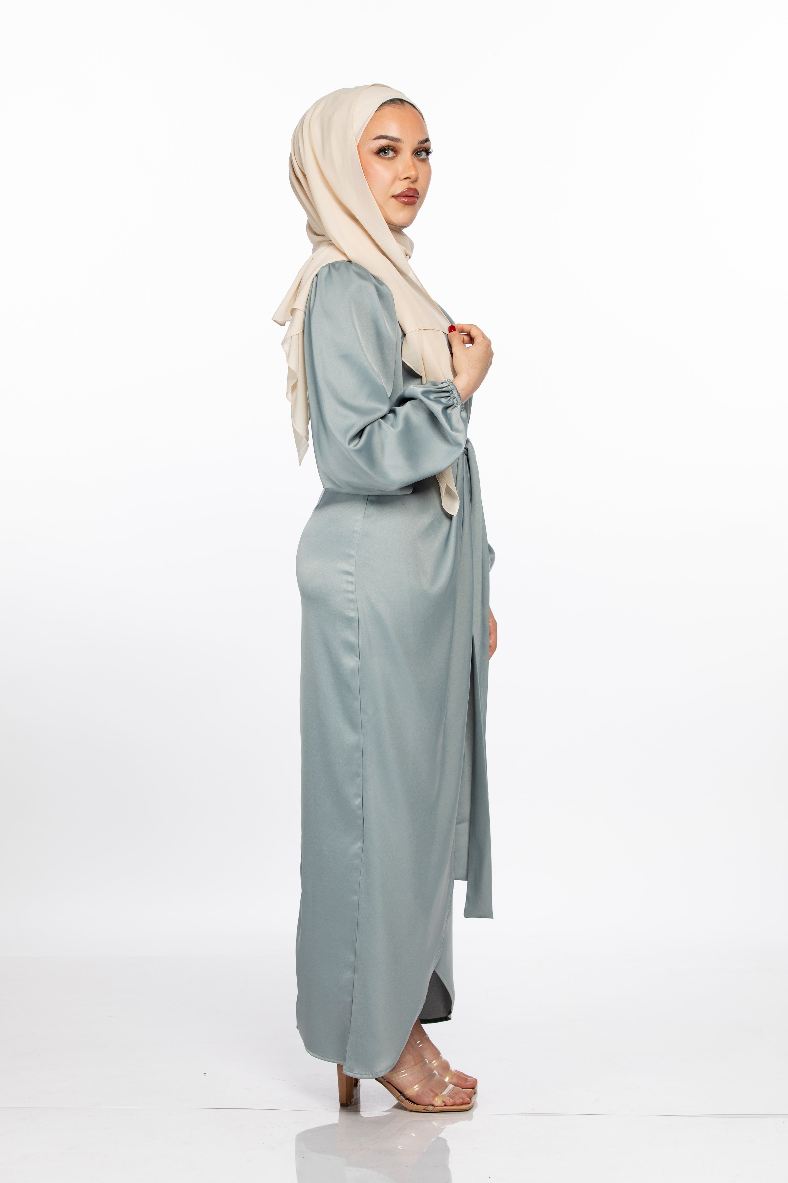 NOOR WRAP DRESS - POWDER BLUE