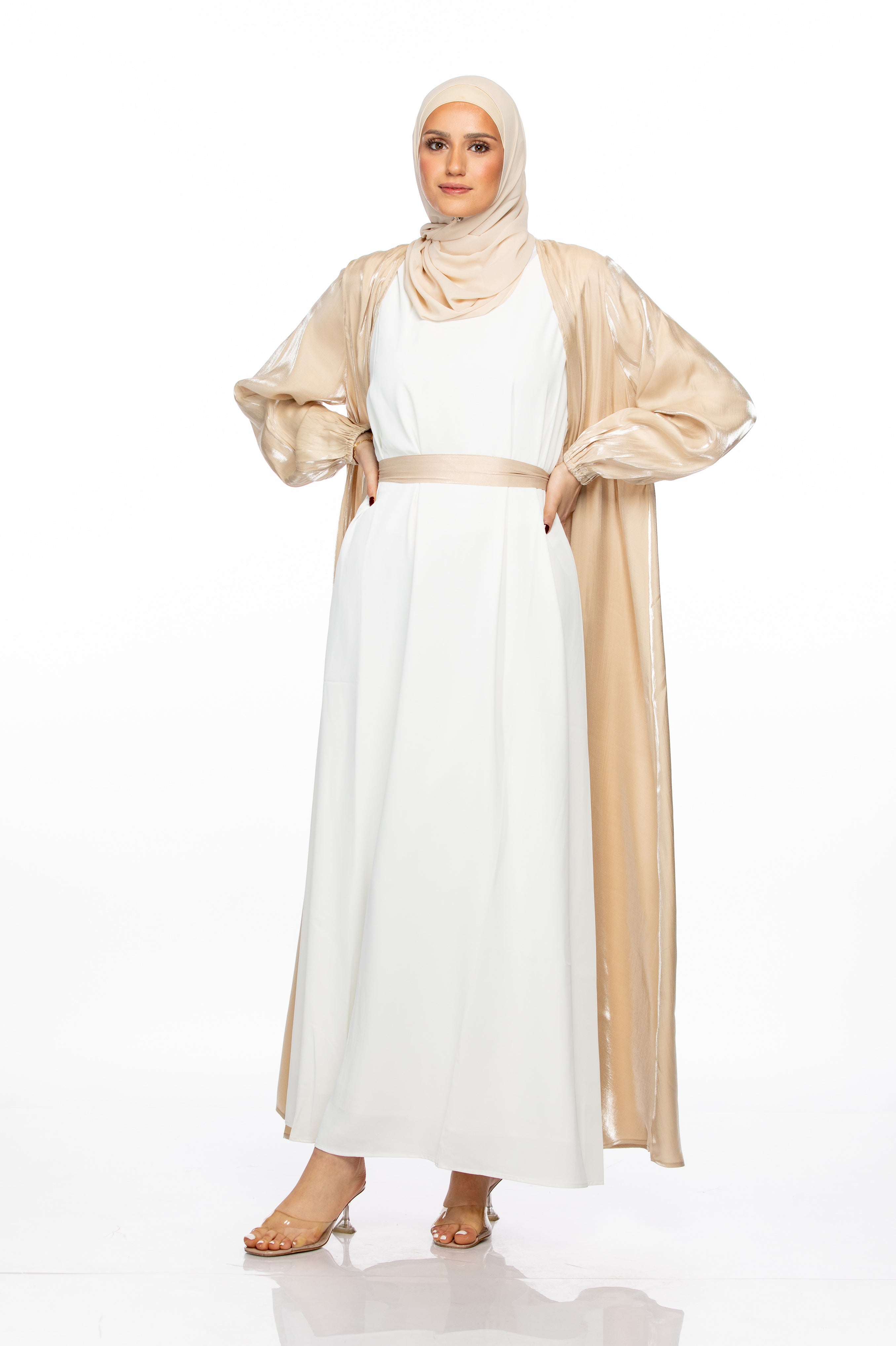 Haya Open Abaya - Champagne