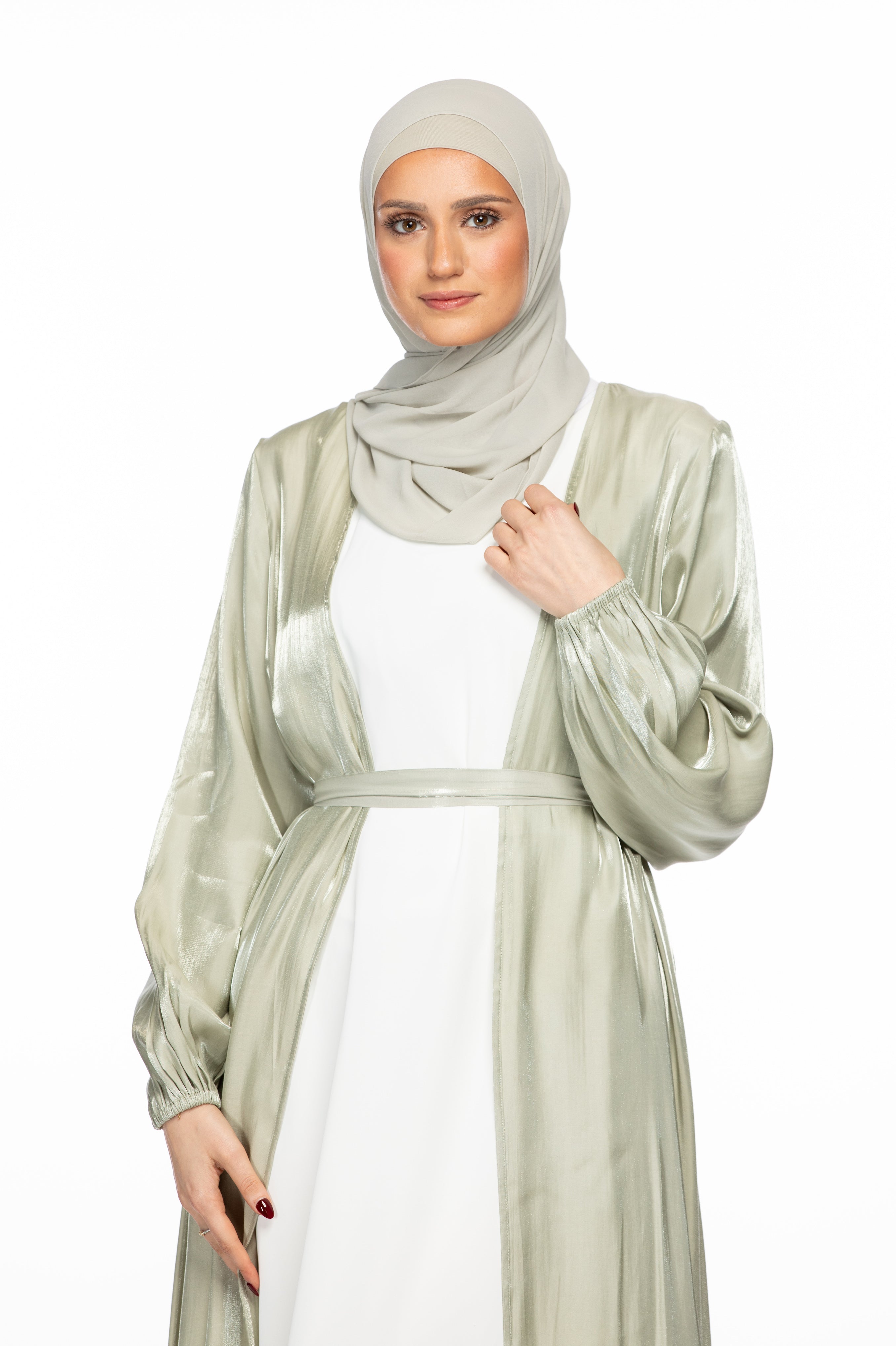 Haya Open Abaya - Sage