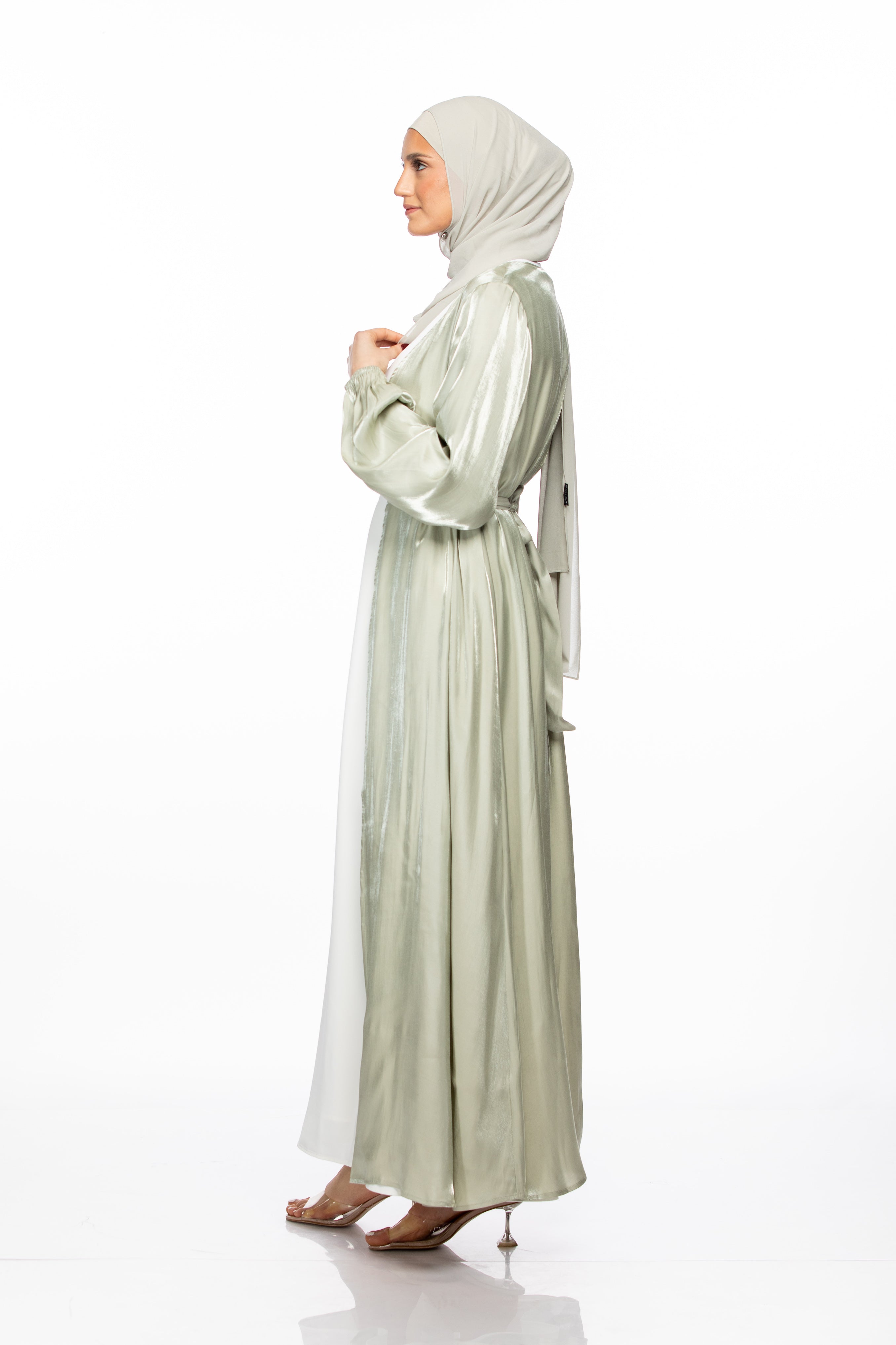 Haya Open Abaya - Sage