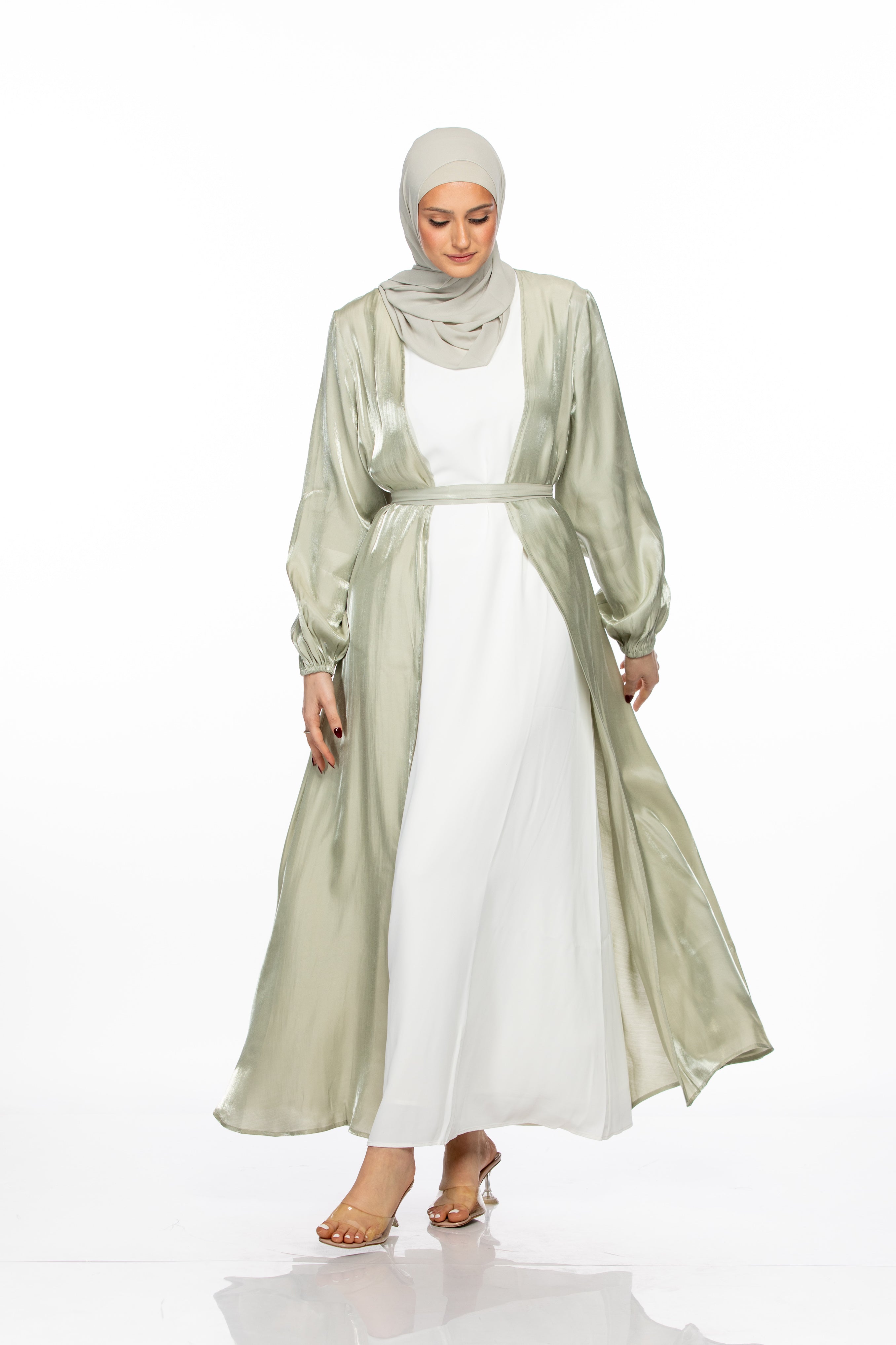 Haya Open Abaya - Sage