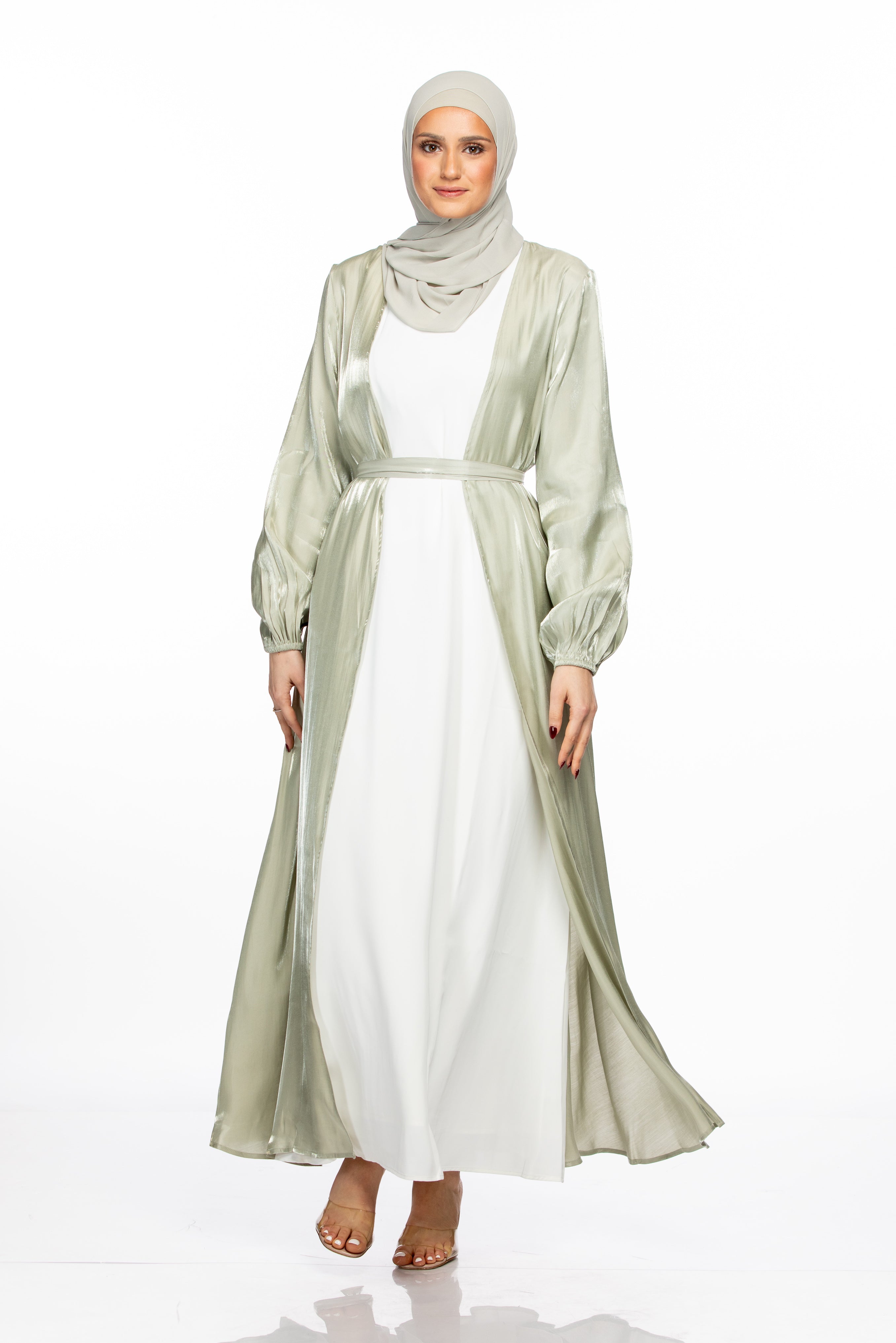 Haya Open Abaya - Sage