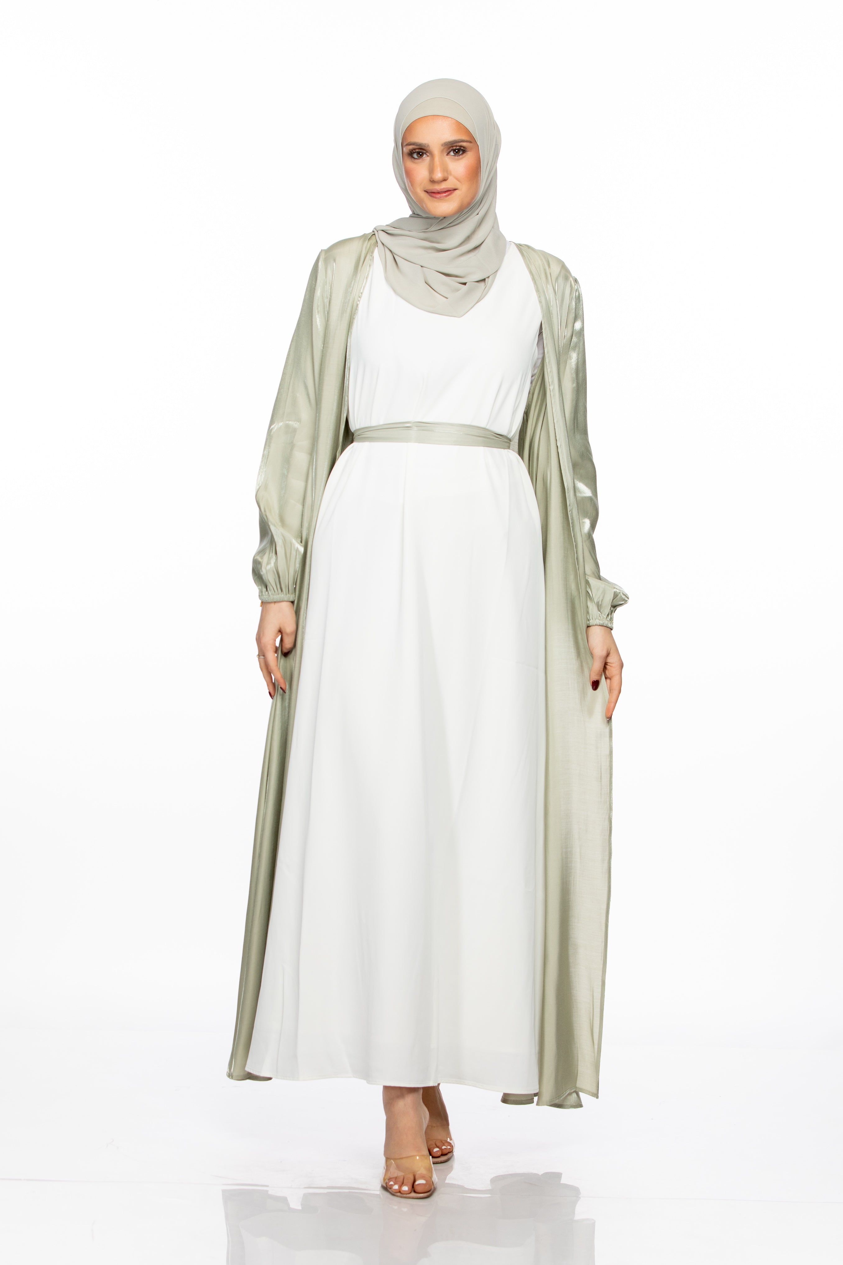 Haya Open Abaya - Sage